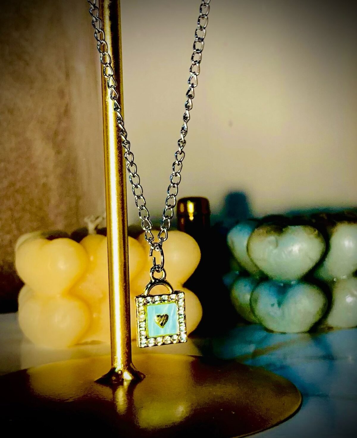 02 silver/golden chain frozy square locket