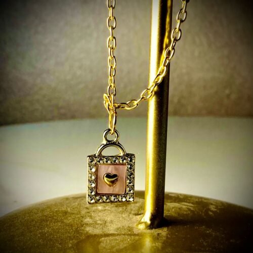 04 silver/golden chain pink square locket