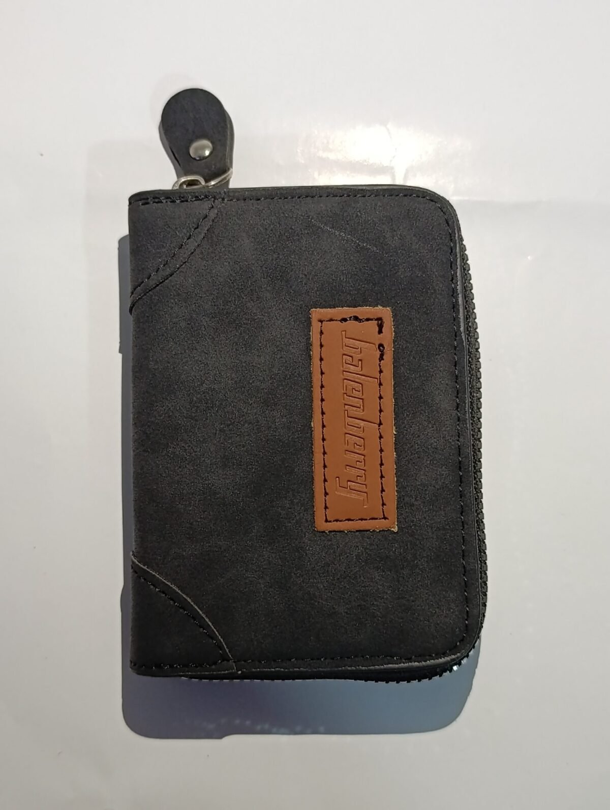 Zipper Wallet – 9 Card Slots & 2 Cash Pockets | Black & Light Brown Combination