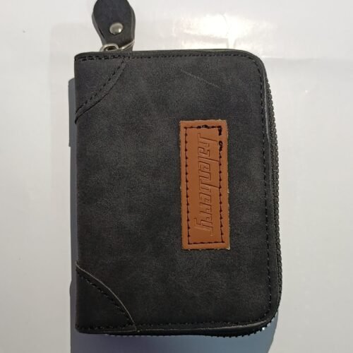 Zipper Wallet – 9 Card Slots & 2 Cash Pockets | Black & Light Brown Combination