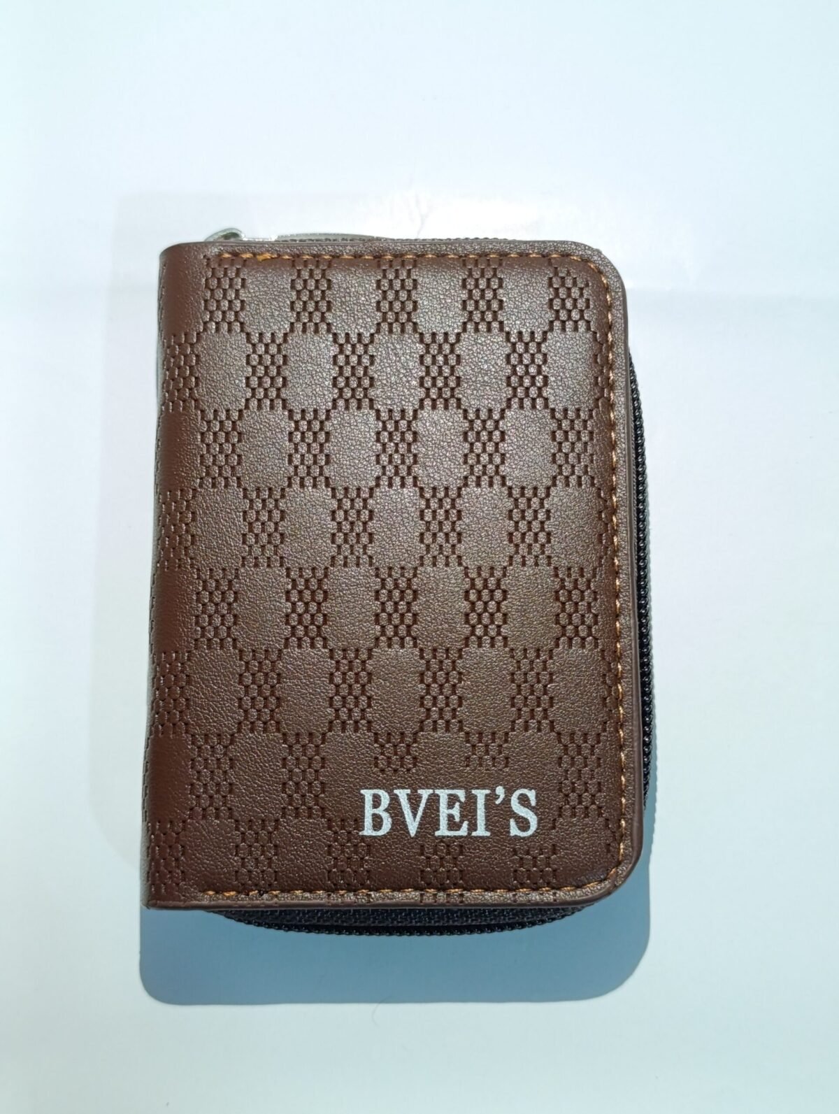 Zipper Wallet – 9 Card Slots & 2 Cash Pockets | Dark Brown with Abstract Design