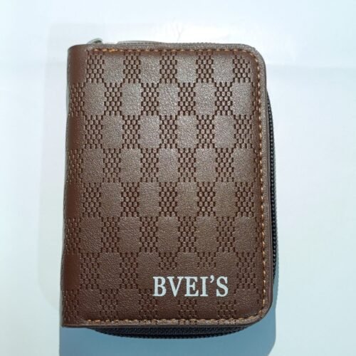 Zipper Wallet – 9 Card Slots & 2 Cash Pockets | Dark Brown with Abstract Design