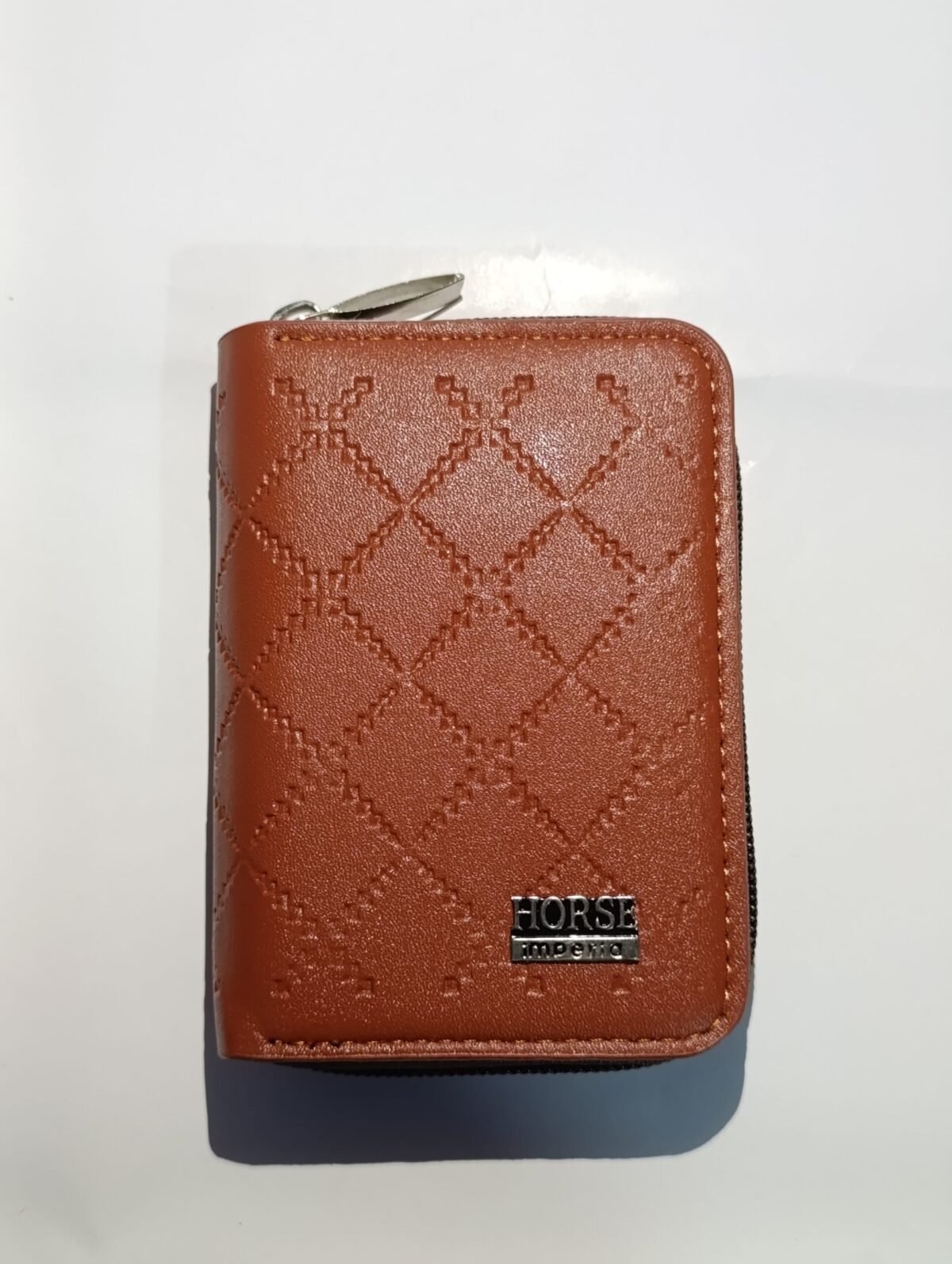 Zipper Wallet – 9 Card Slots & 2 Cash Pockets | Light Brown with Abstract Design