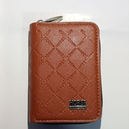 Zipper Wallet – 9 Card Slots & 2 Cash Pockets | Light Brown with Abstract Design