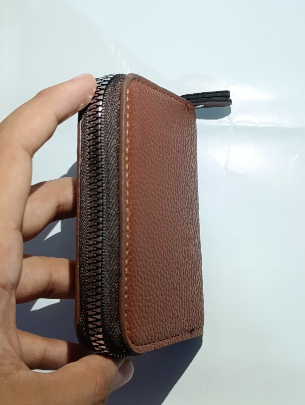 Zipper Wallet – 9 Card Slots & 2 Cash Pockets | Light & Dark Brown - Image 5