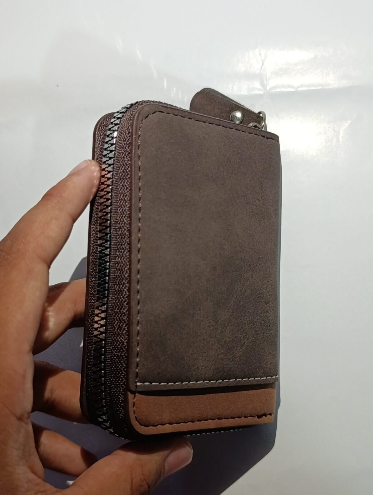 Zipper Wallet – 9 Card Slots & 2 Cash Pockets | Light & Dark Brown combination - Image 2