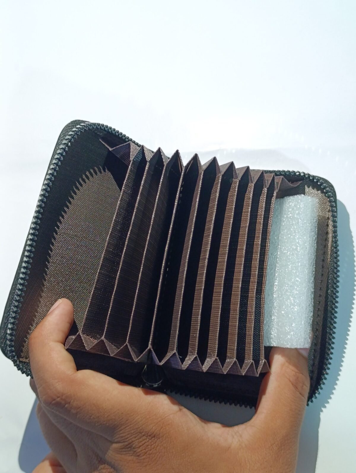 Zipper Wallet – 9 Card Slots & 2 Cash Pockets | Black & Light Brown Combination - Image 3